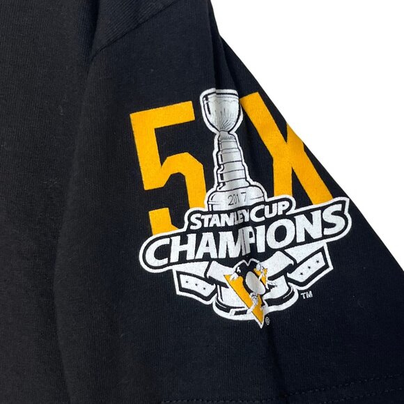 Reebok Stanley Cup Champions Penguins Tshirt 2017 Black Size Small - Picture 6 of 8